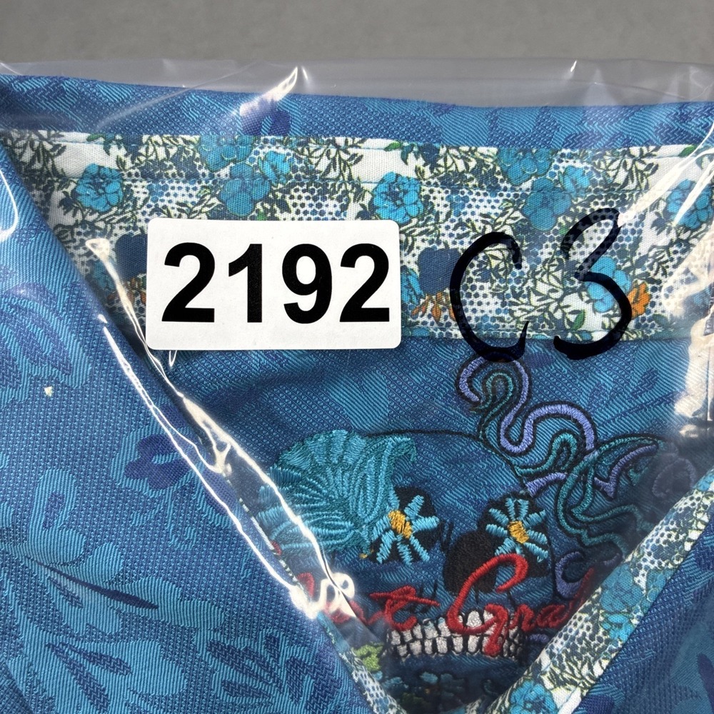 Robert Graham Flip Cuff Shirt Men's XL Blue Floral Jacquard Button Up - Picture 13 of 13